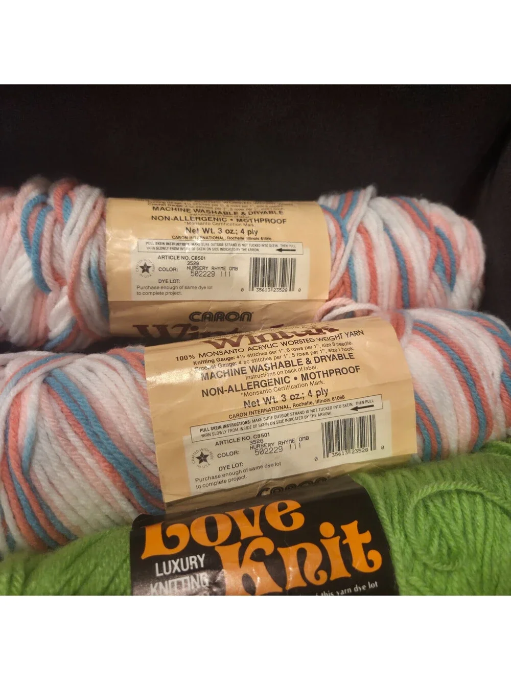 Mixed Vintage Yarn Lot Red Heart Caron Wintuk Love Knit Super Yarn Mart 12 Skein